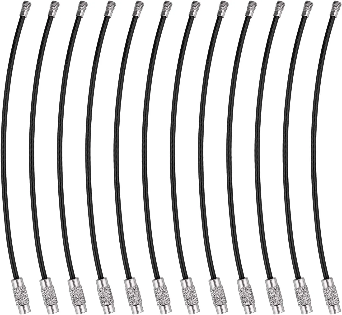 Wisdompro Keychain, 12 Pack of 4.3 Inches Stainless Steel Wire Ring 2mm Cable Loop Rings for Hanging Luggage Tag, Keys and ID Tag Keepers - Black