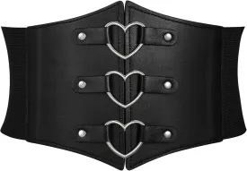 Women Corset Belt Metal O-Ring Heart-Ring Wide Elastic Waspie Waist Belt for Daily Cosplay Halloween Costumes