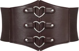 Women Corset Belt Metal O-Ring Heart-Ring Wide Elastic Waspie Waist Belt for Daily Cosplay Halloween Costumes