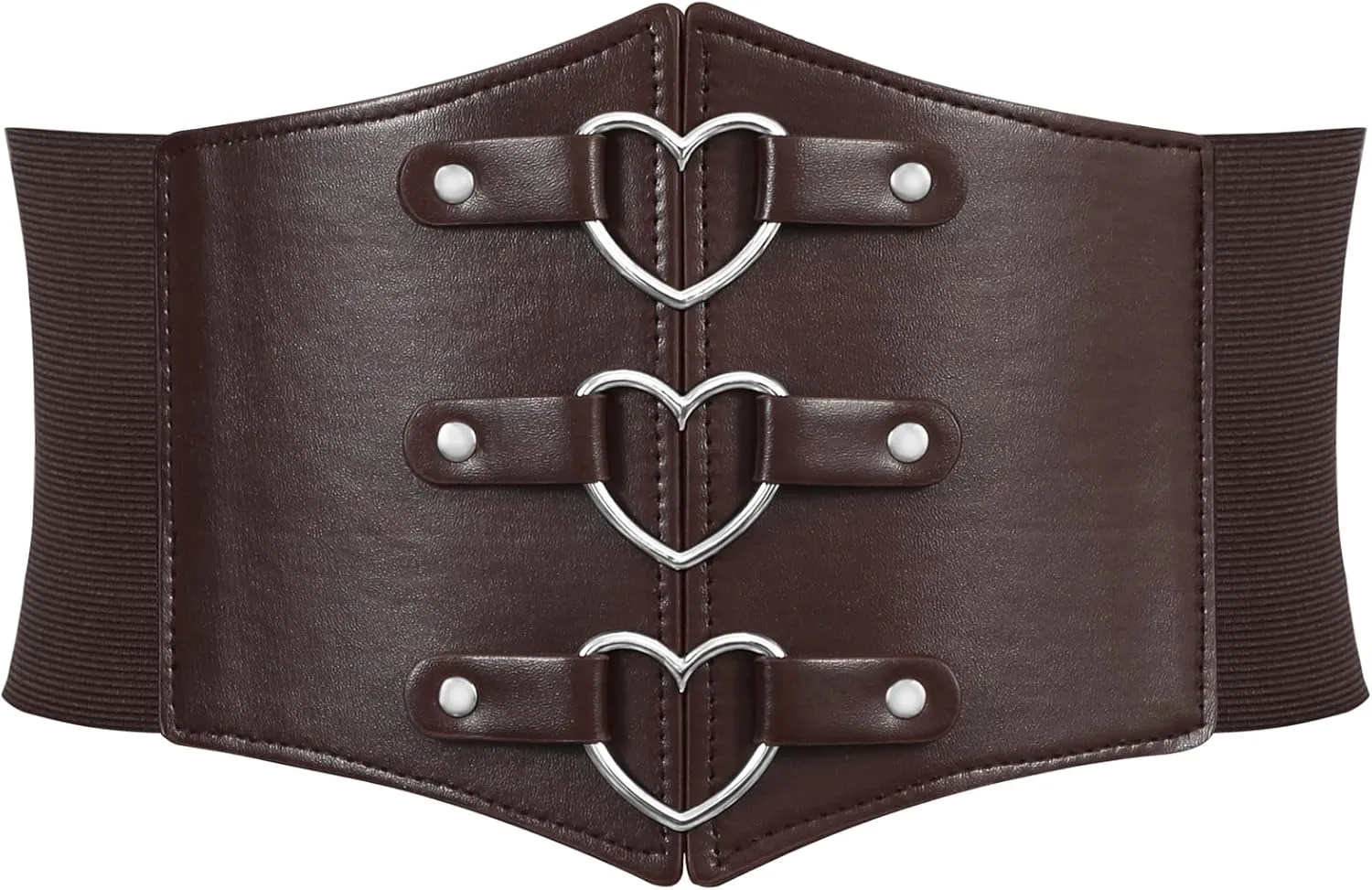 Women Corset Belt Metal O-Ring Heart-Ring Wide Elastic Waspie Waist Belt for Daily Cosplay Halloween Costumes