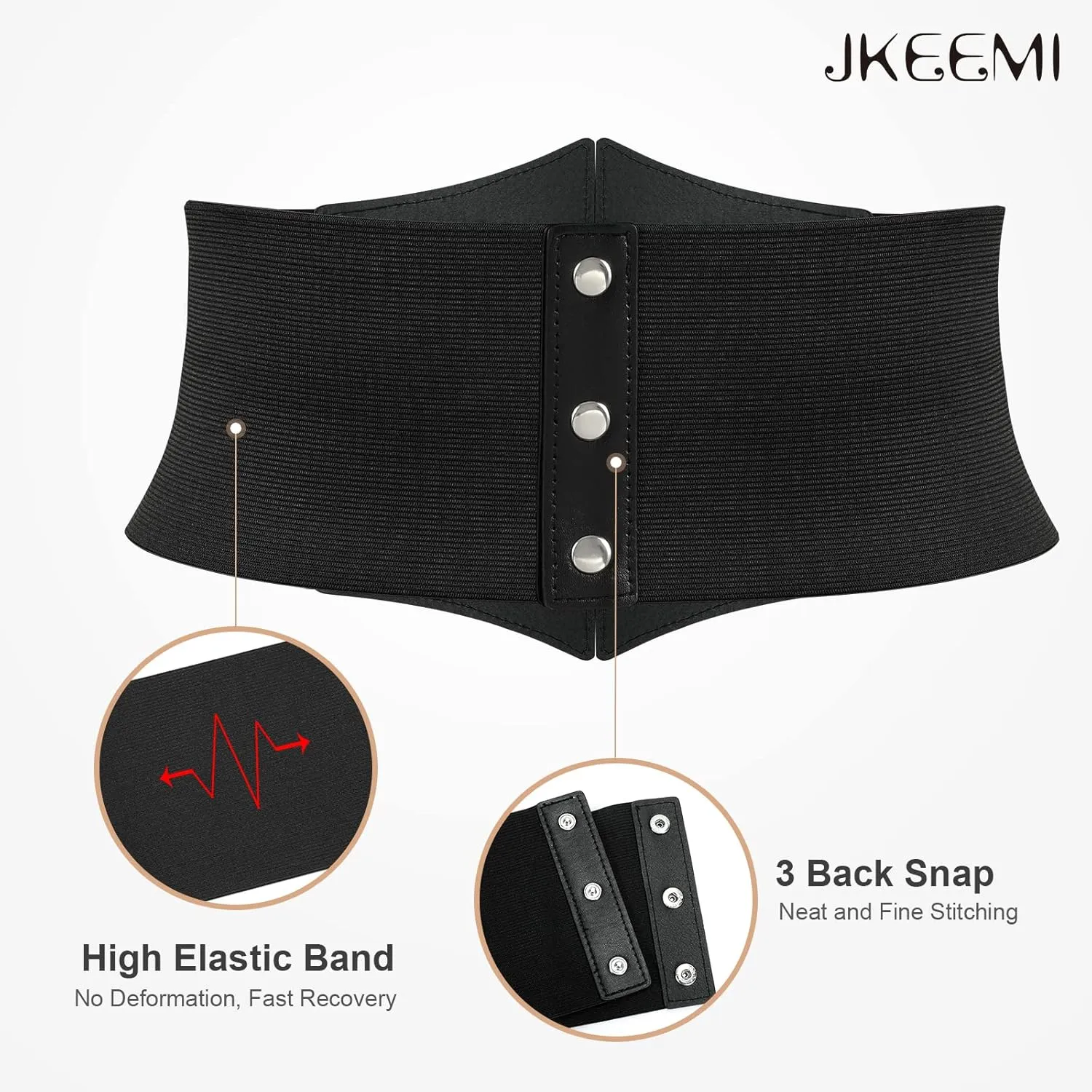 Women Corset Belt Metal O-Ring Heart-Ring Wide Elastic Waspie Waist Belt for Daily Cosplay Halloween Costumes