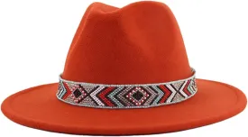 Women Fedoras Accessories Colorful Beads Wide Edge Jazz Hat Men Panama Hat Sombrero 25 M55-58cm