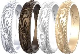 Zollen Silicone Wedding Rings for Women 4/7 Packs -Metallic Stackable Silicone Rubber Wedding Bands -Innovative Vine Collection